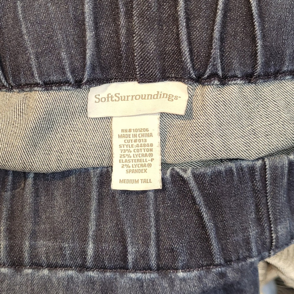 Soft Surroundings Dark Indigo Denim Pull On Leggings Size Medium Tall 44848 - Picture 9 of 14